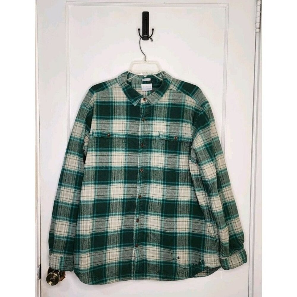 Columbia Men's Blue Green Flare Gun Winter Flannel Warm Waffle Lining Sz XL READ